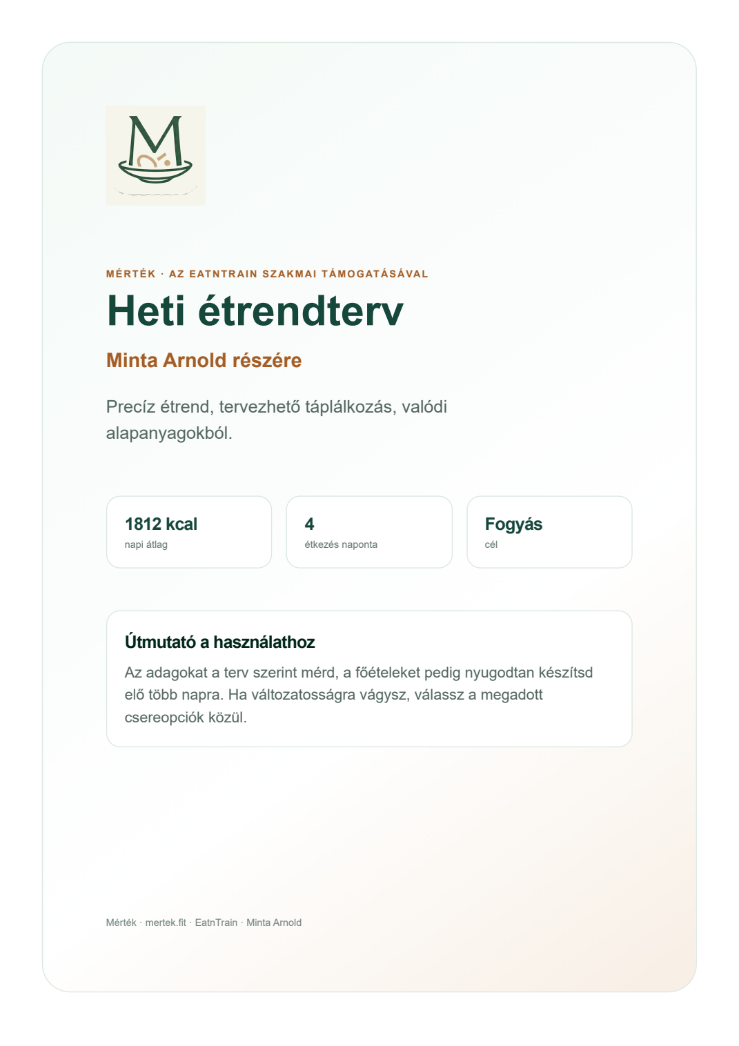 Heti étrendterv minta borítóoldala